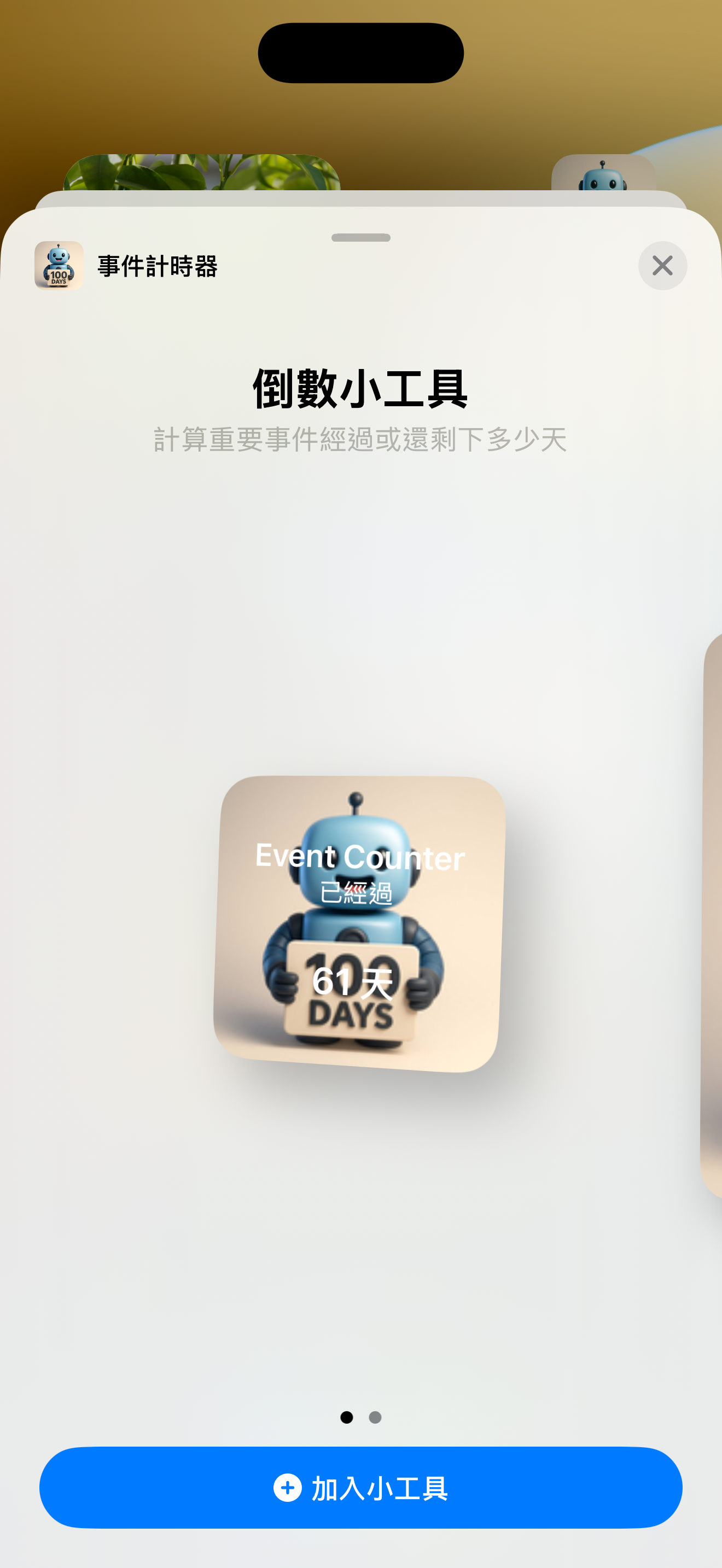 Event Counter Widget Selection(iOS Preview)